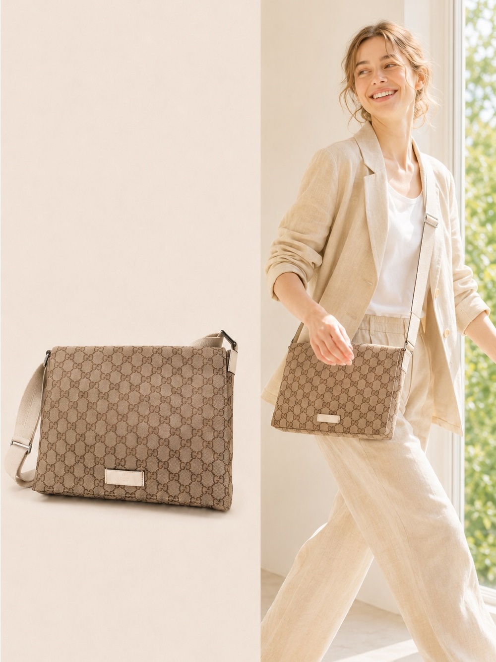 Gucci GG Canvas Flap Small Messenger Crossbody Bag